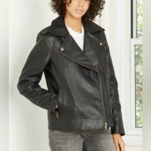 Universal thread faux leather moto jacket with tufted detail zip up women’s XL